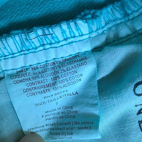 O'Neill Community Jean Shorts Women's Size 7 Teal Denim Raw Hem Beach Summer - Picture 12 of 12